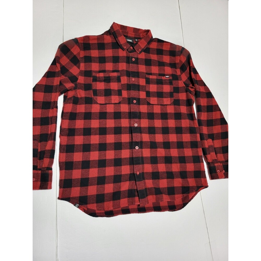 (#L5)Vans  Long Sleeve Button Down Size Men's XL Black/ Red Flannel